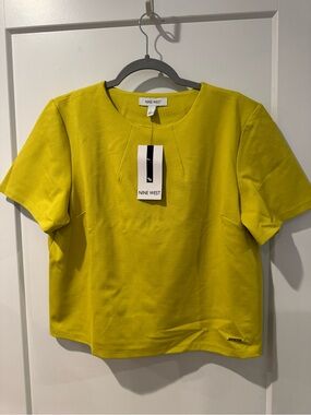 Nine West Lime Green Short Sleeve Boxy Top